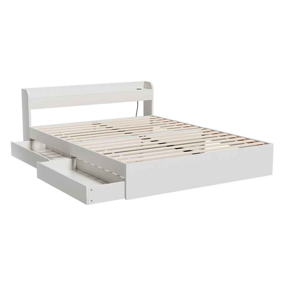 Salem (Double) Storage Bed Frame - White - Homecoze