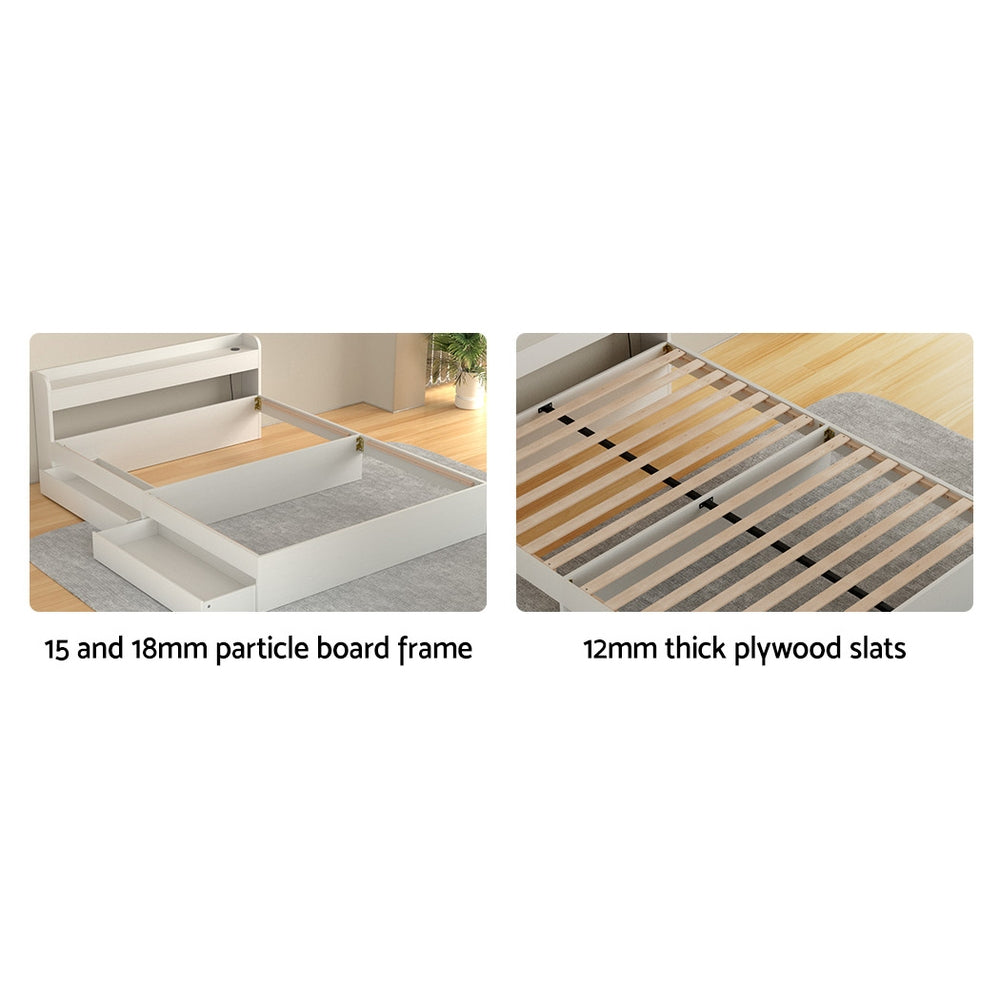 Salem (Double) Storage Bed Frame - White - Homecoze