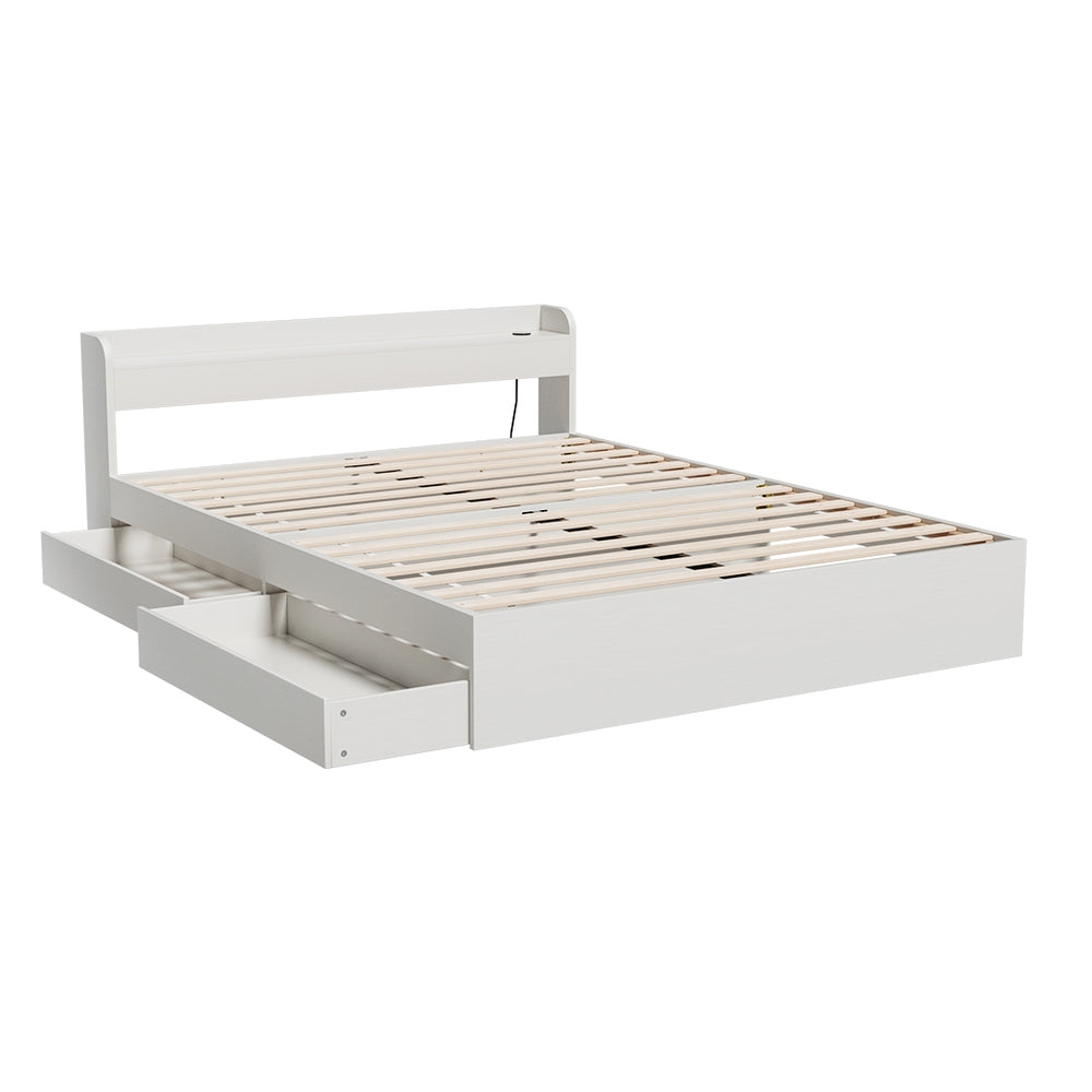 Salem (Queen) Storage Bed Frame - White - Homecoze