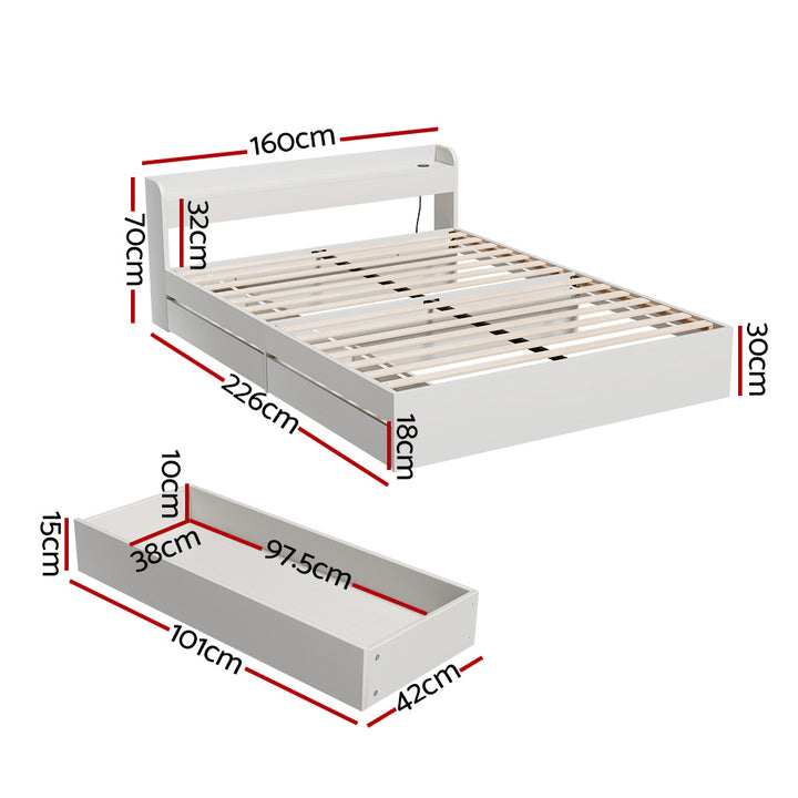 Salem (Queen) Storage Bed Frame - White