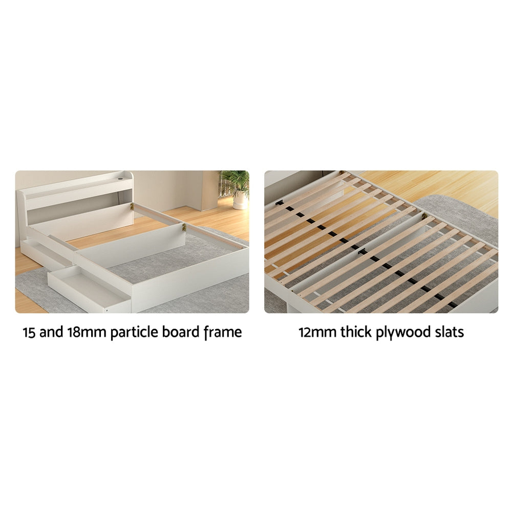Salem (Queen) Storage Bed Frame - White - Homecoze