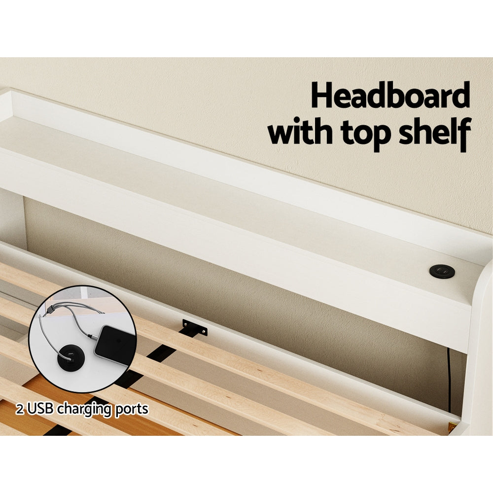 Salem (Queen) Storage Bed Frame - White - Homecoze