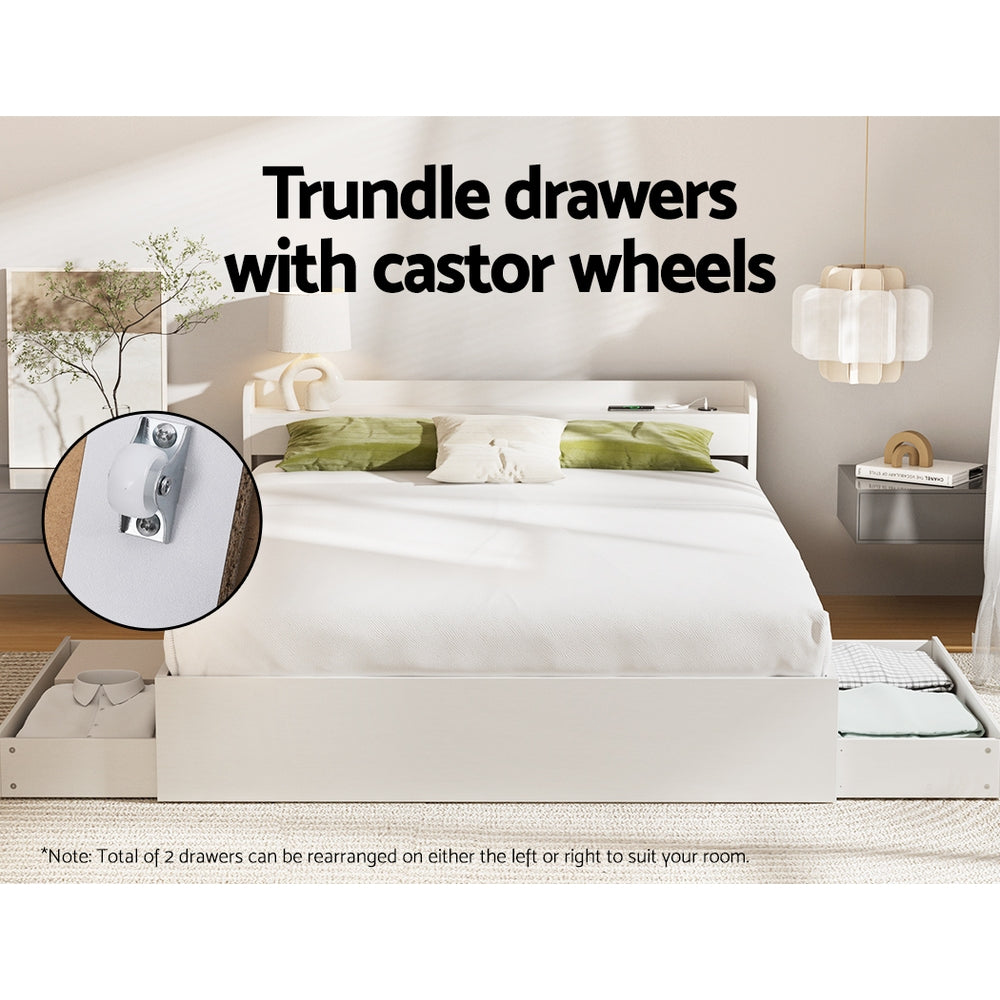 Salem (Queen) Storage Bed Frame - White - Homecoze