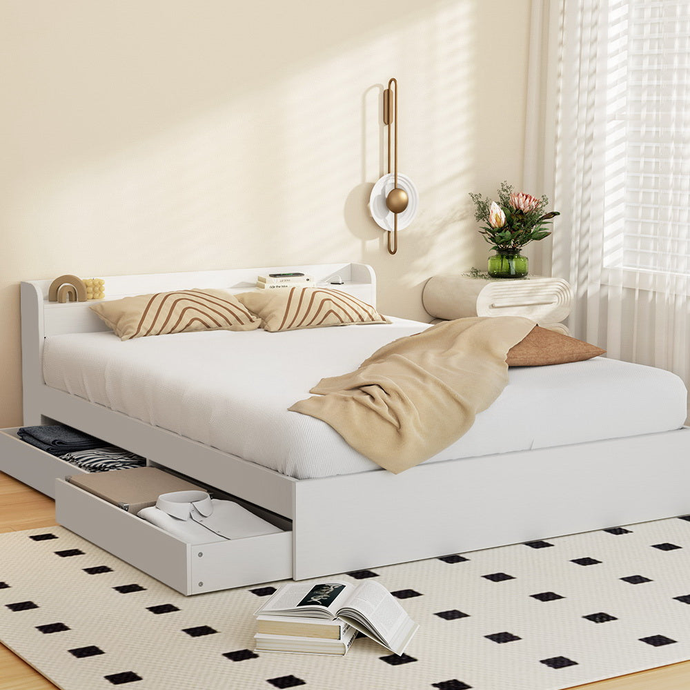 Salem (Queen) Storage Bed Frame - White - Homecoze