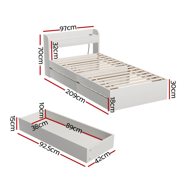 Salem (Single) Storage Bed Frame - White