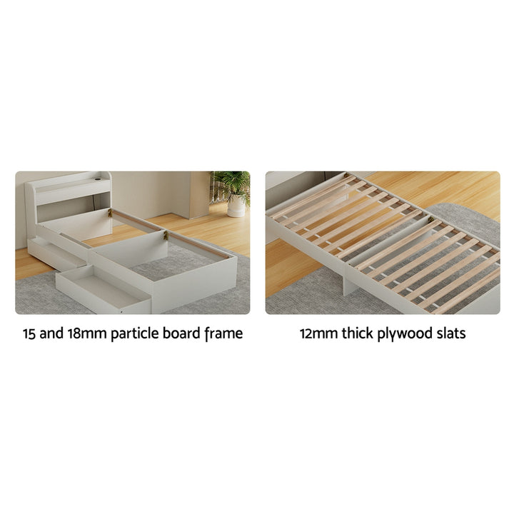 Salem (Single) Storage Bed Frame - White