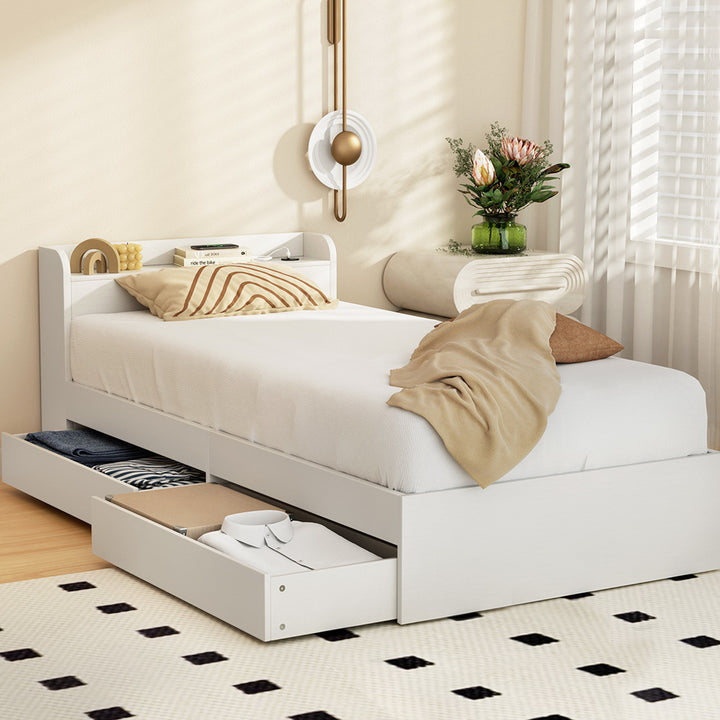 Salem (Single) Storage Bed Frame - White