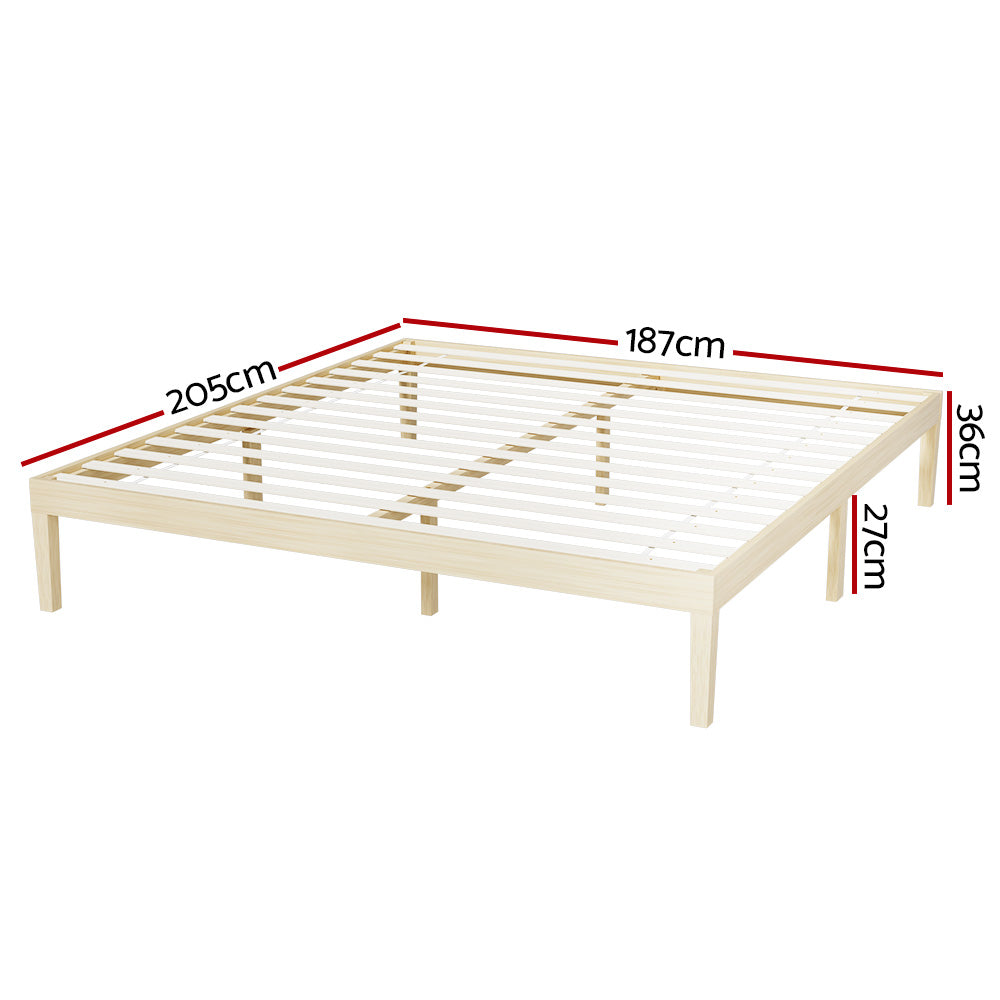 Toledo (King) Pinewood Bed Frame - Pine - Homecoze