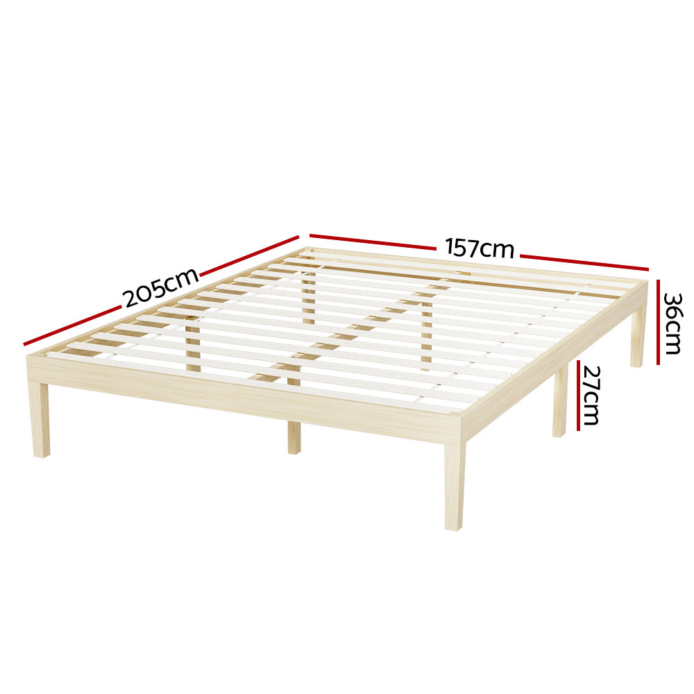 Toledo (Queen) Pinewood Bed Frame - Pine - Homecoze