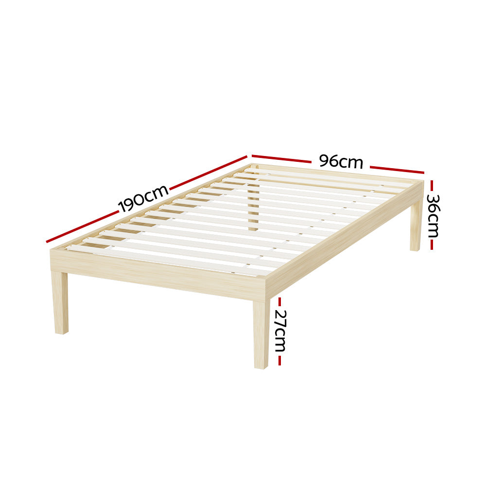 Toledo (Single) Pinewood Bed Frame - Pine - Homecoze