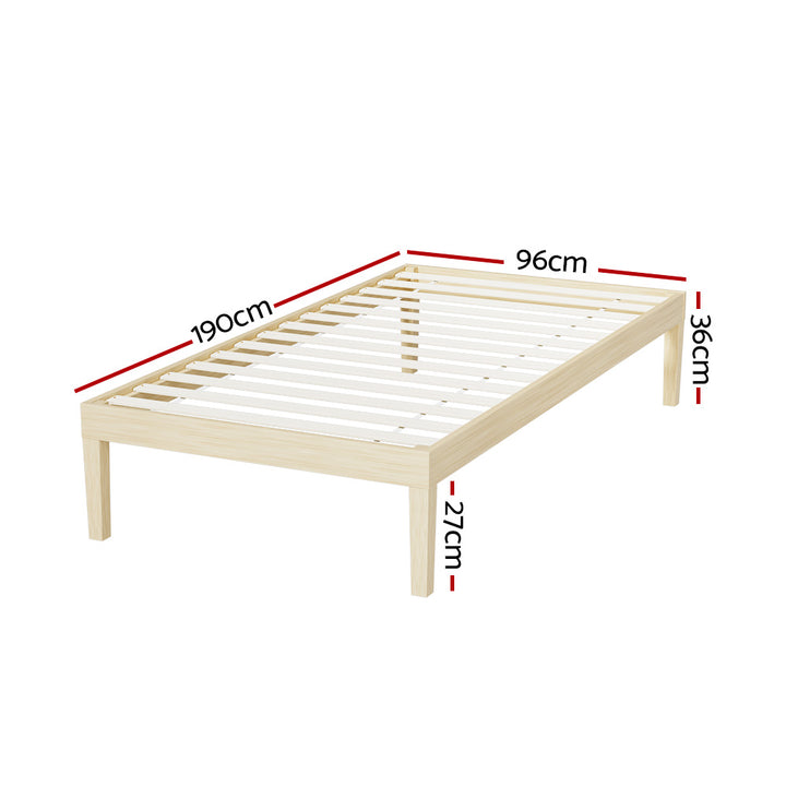 Toledo (Single) Pinewood Bed Frame - Pine