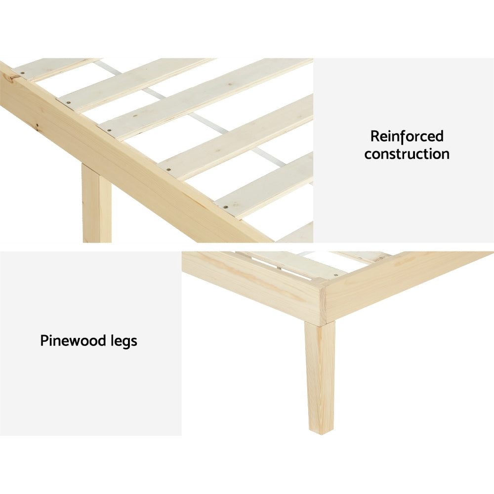 Toledo (Single) Pinewood Bed Frame - Pine - Homecoze
