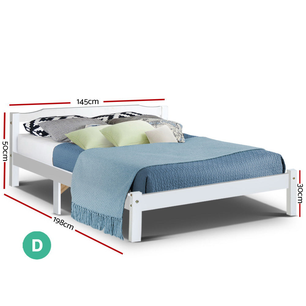 Albany (Double) Pinewood Bed Frame - White - Homecoze