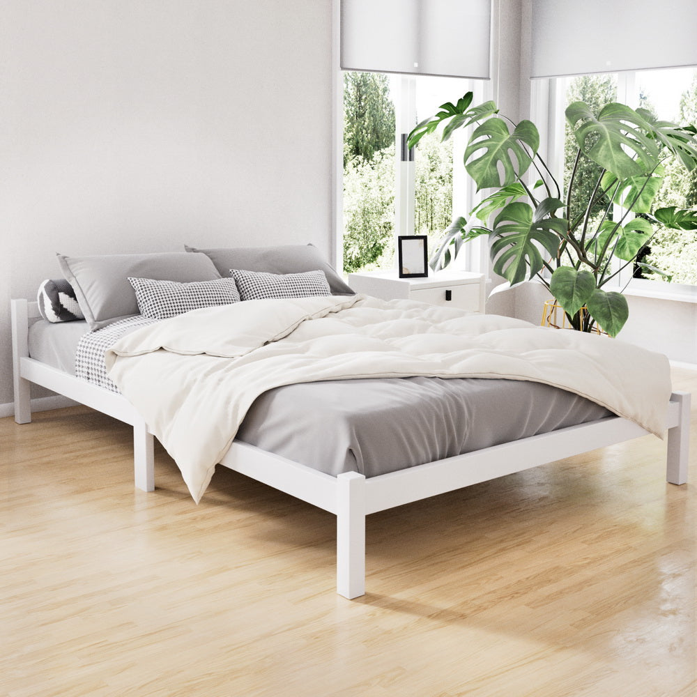 Albany (Double) Pinewood Bed Frame - White - Homecoze