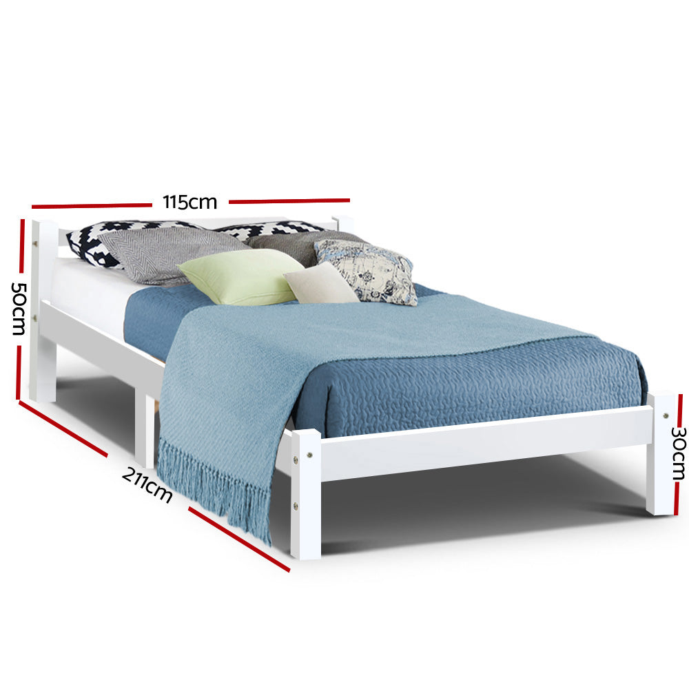 Albany (King Single) Pinewood Bed Frame - White - Homecoze