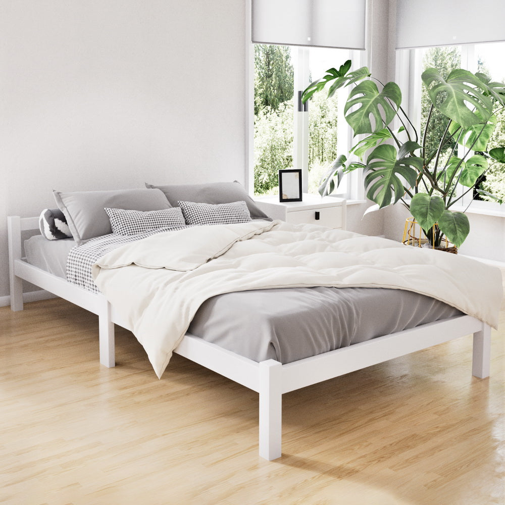 Albany (King Single) Pinewood Bed Frame - White - Homecoze