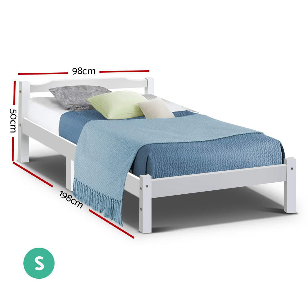 Albany (Single) Pinewood Bed Frame - White - Homecoze