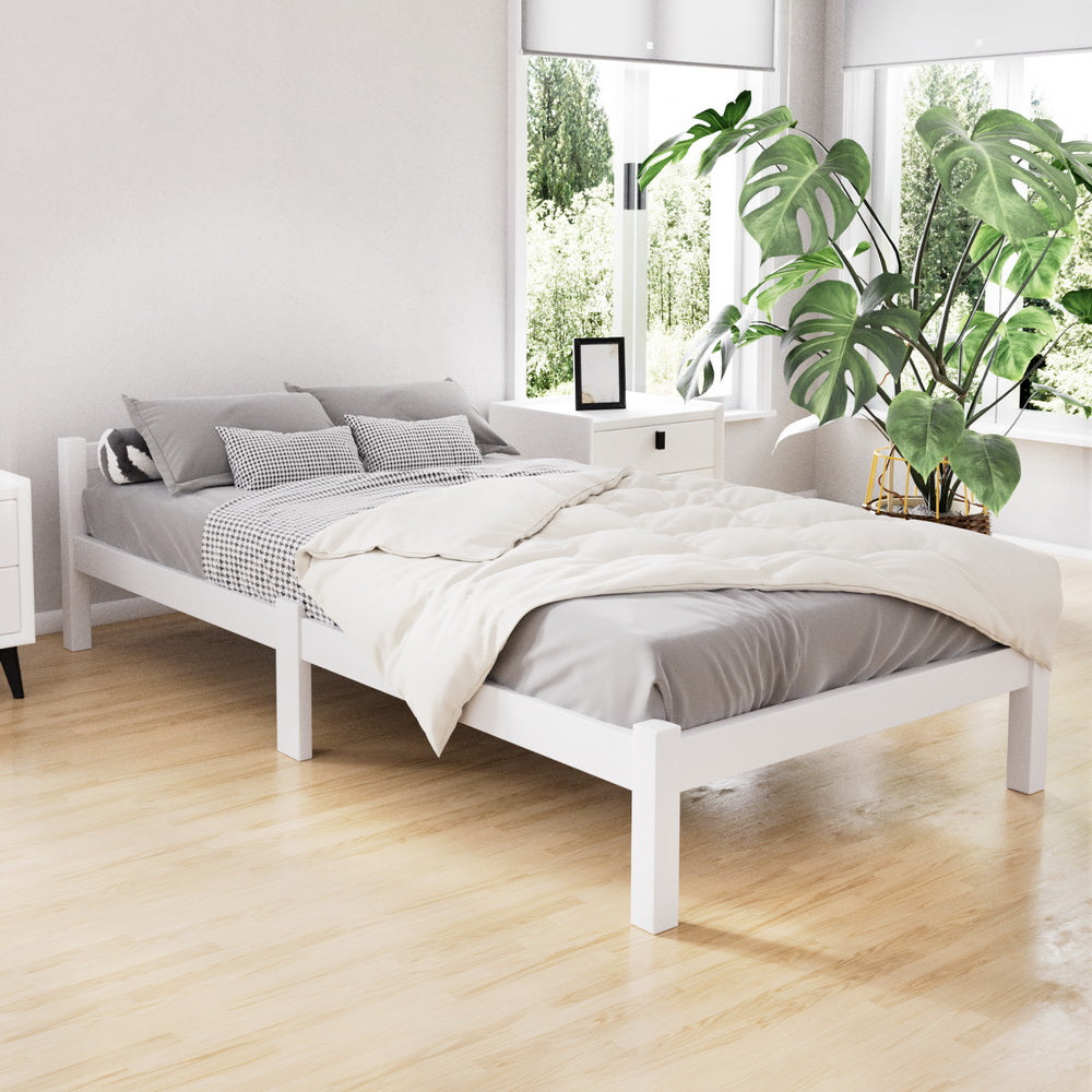 Albany (Single) Pinewood Bed Frame - White - Homecoze