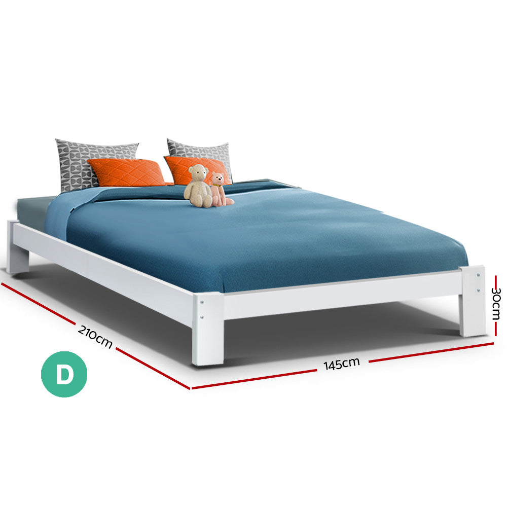 Boise (Double) Pinewood Bed Frame - White - Homecoze