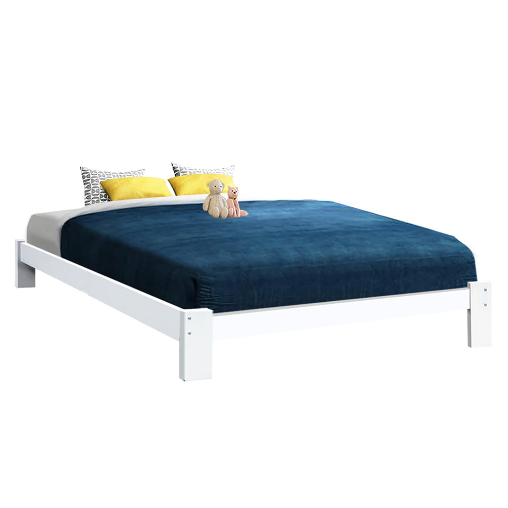 Boise (Queen) Pinewood Bed Frame - White - Homecoze