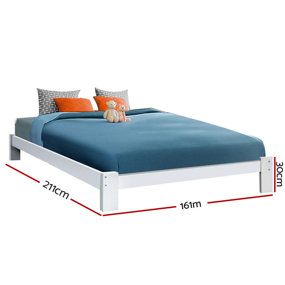 Boise (Queen) Pinewood Bed Frame - White - Homecoze