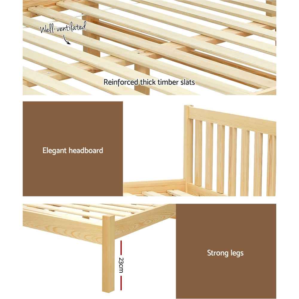 Dayton (Double) Pinewood Bed Frame - Oak - Homecoze