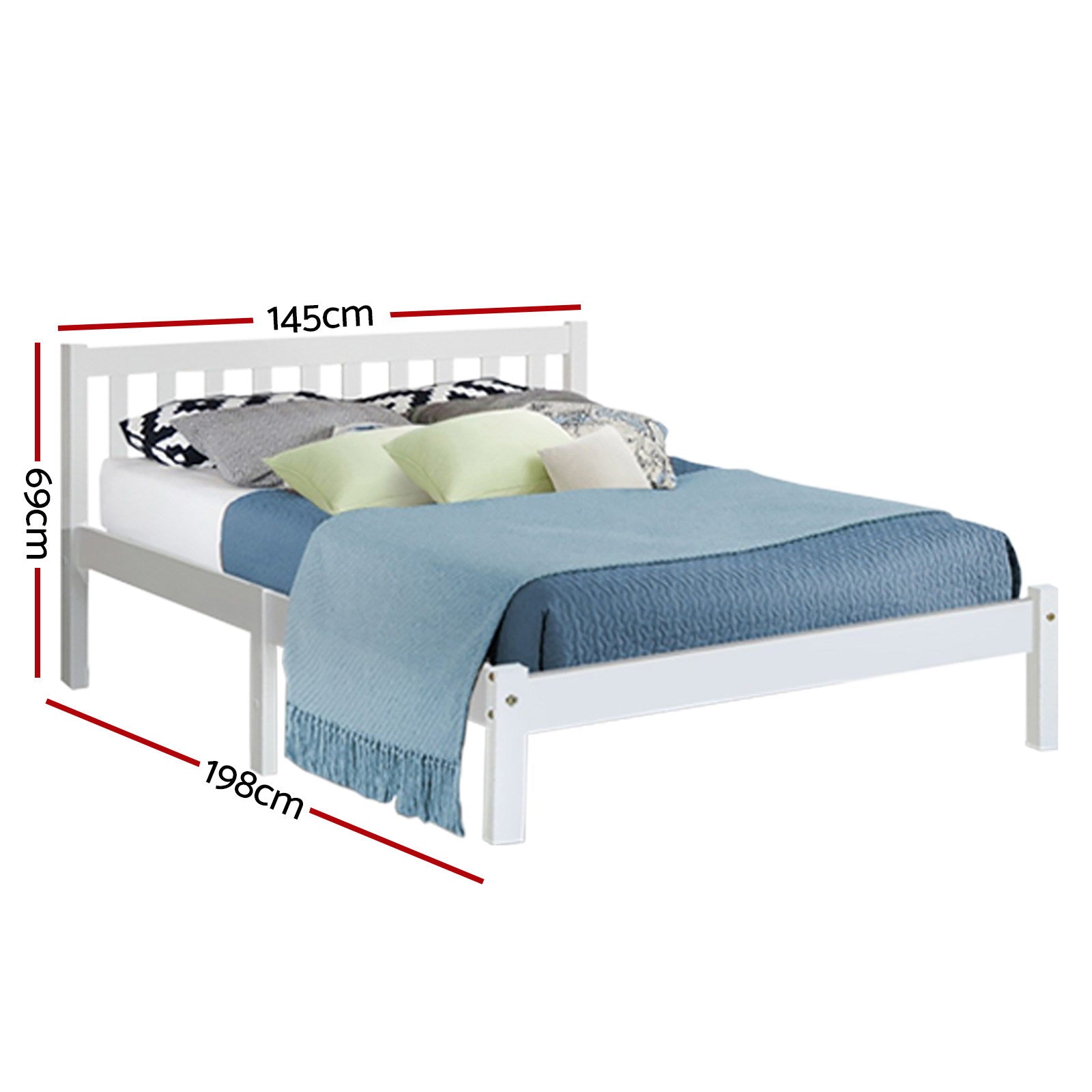 Dayton (Double) Pinewood Bed Frame - White - Homecoze