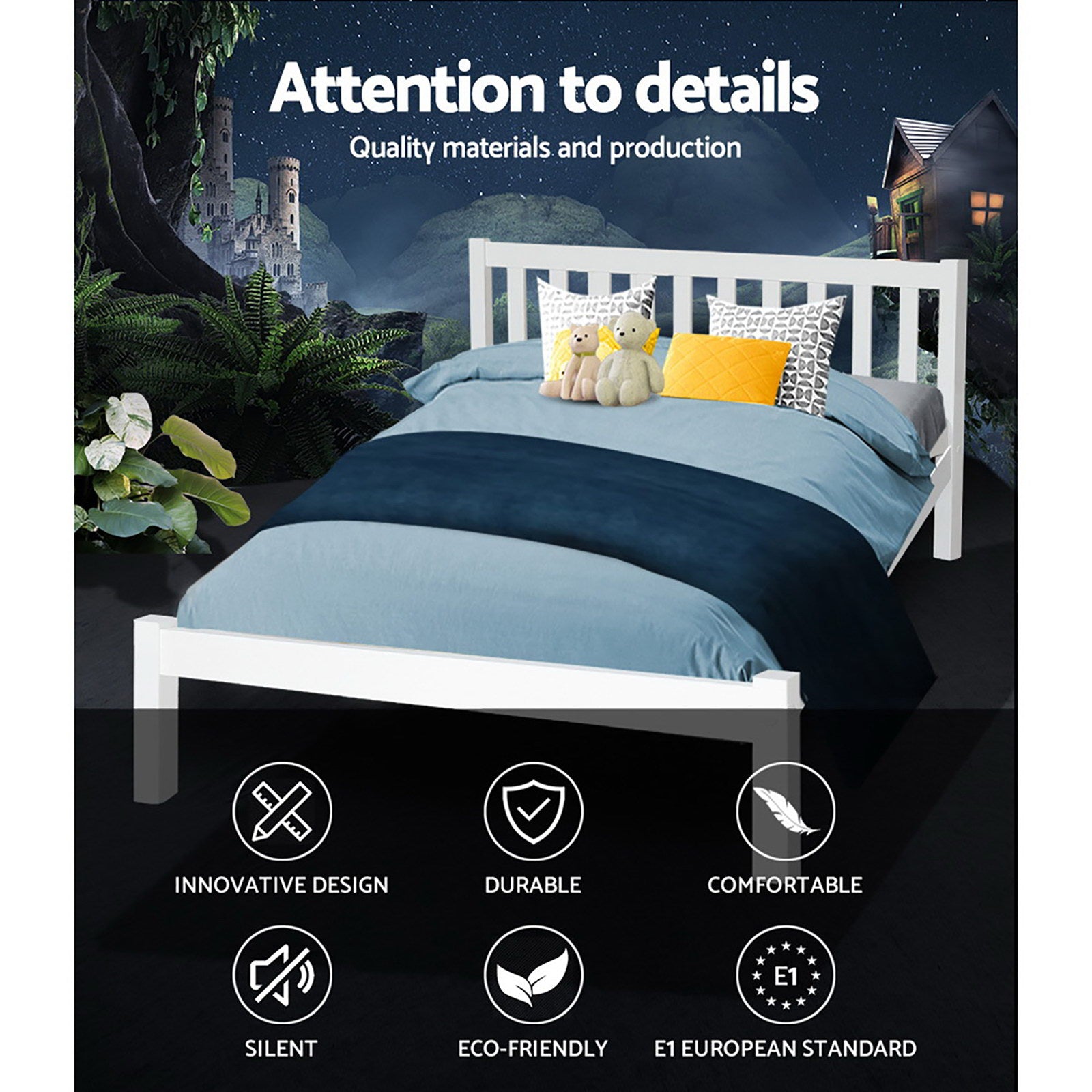 Dayton (Double) Pinewood Bed Frame - White - Homecoze