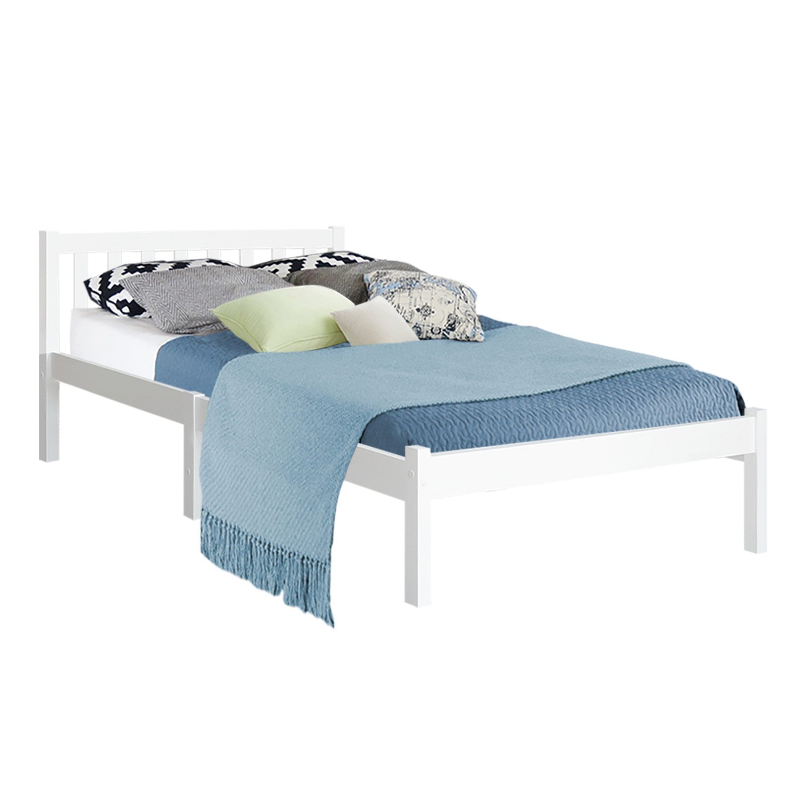 Dayton (King Single) Pinewood Bed Frame - White - Homecoze