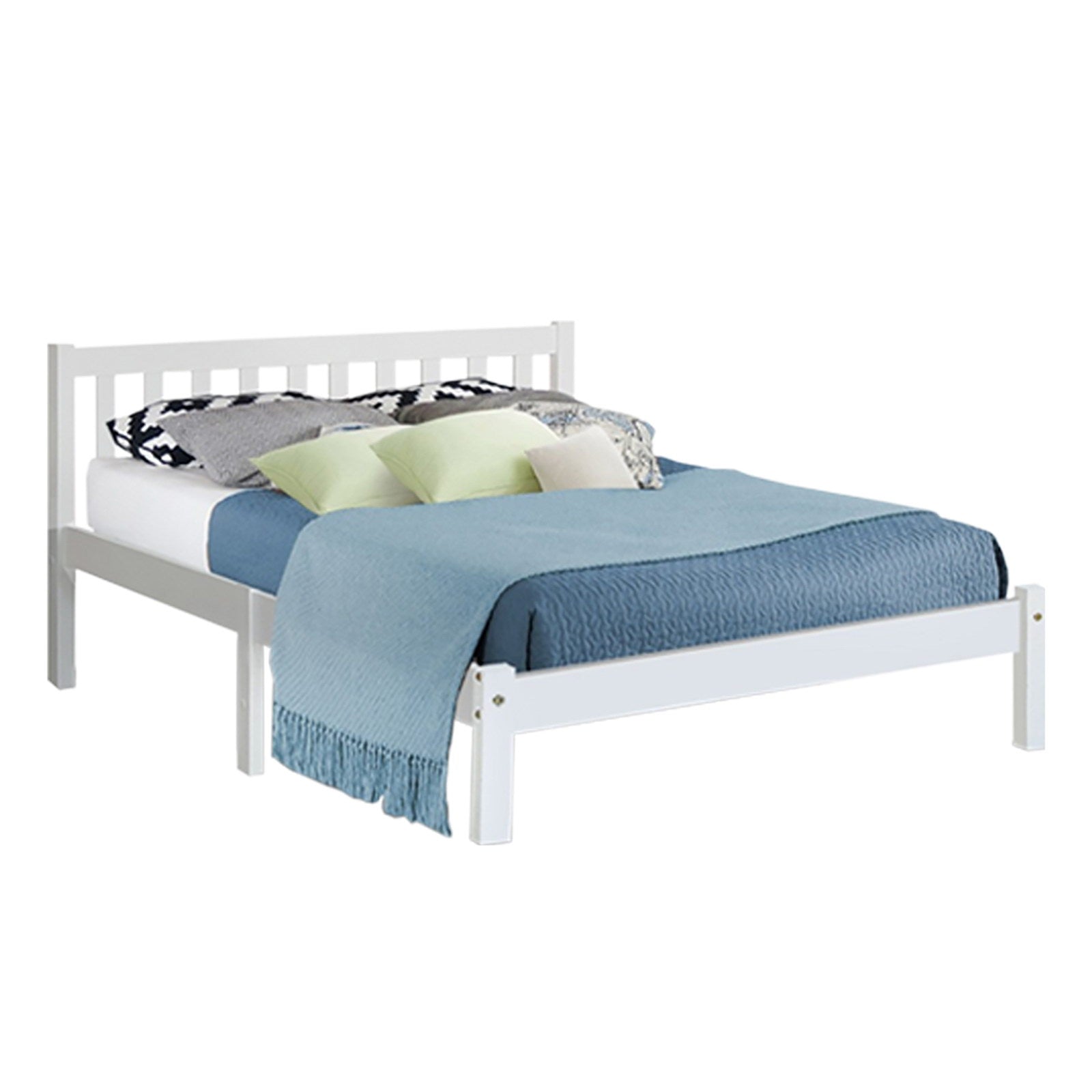 Dayton (Queen) Pinewood Bed Frame - White - Homecoze