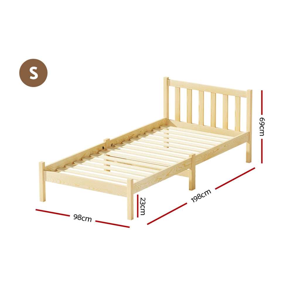 Dayton (Single) Pinewood Bed Frame - Oak - Homecoze
