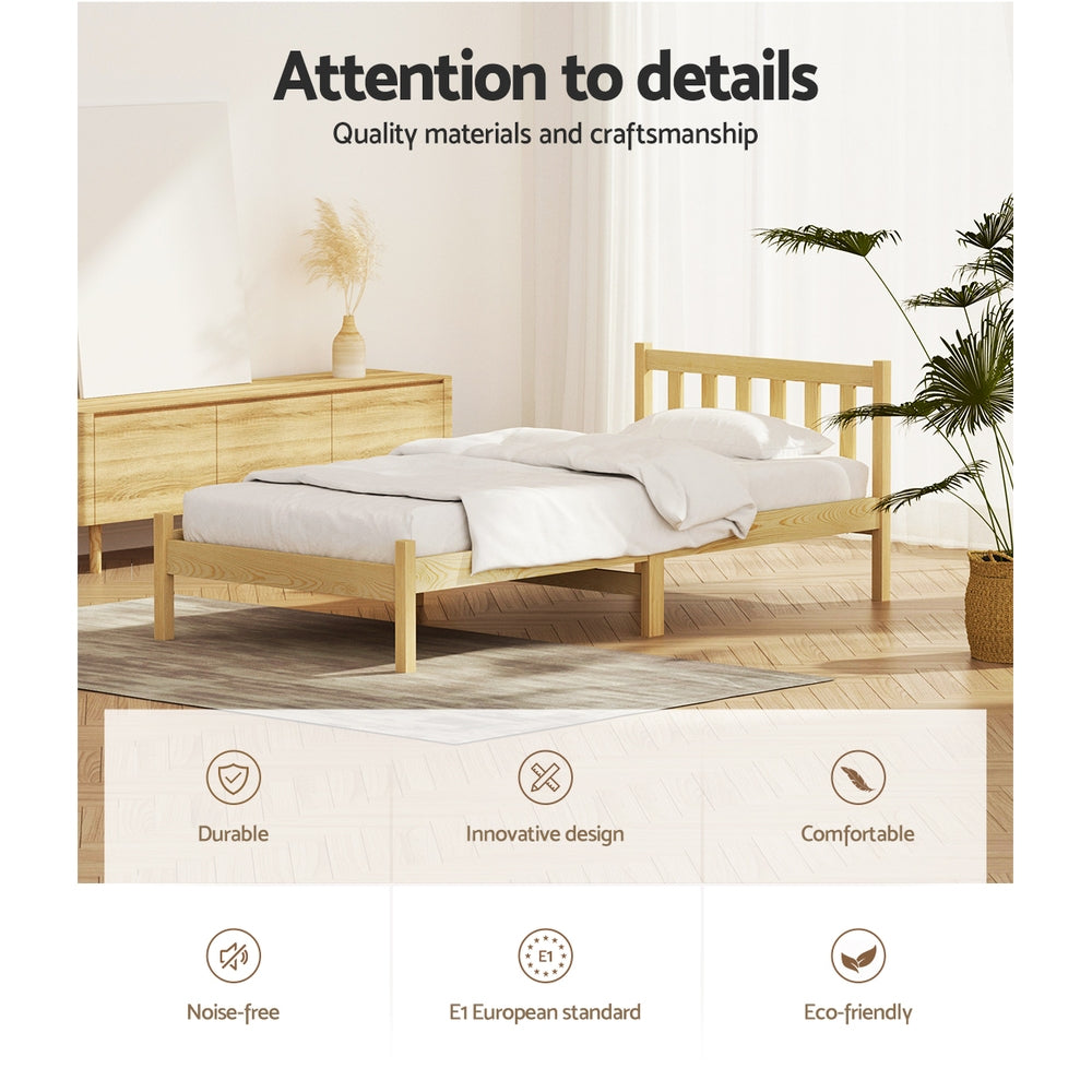 Dayton (Single) Pinewood Bed Frame - Oak - Homecoze
