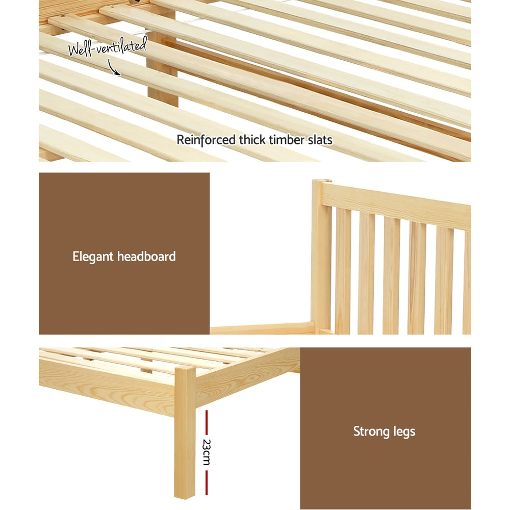 Dayton (Single) Pinewood Bed Frame - Oak - Homecoze