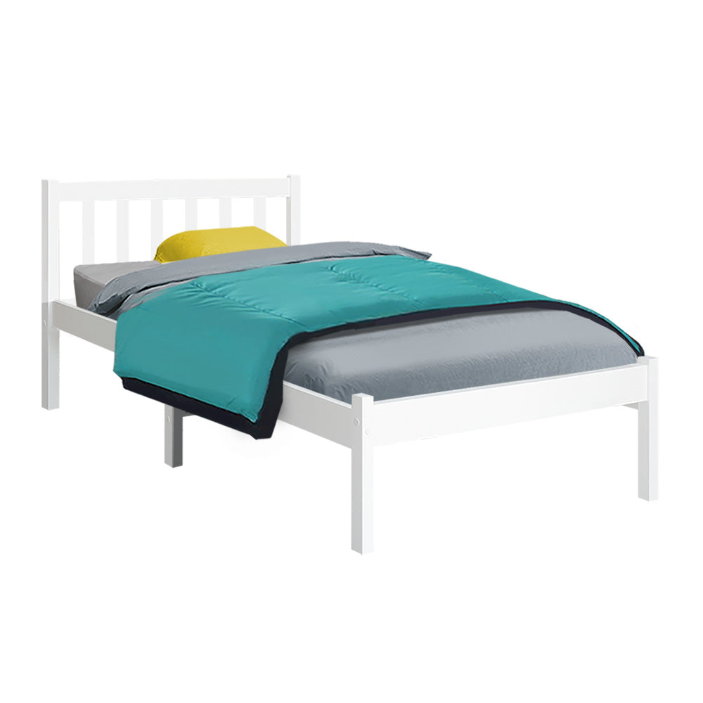 Dayton (Single) Pinewood Bed Frame - White - Homecoze