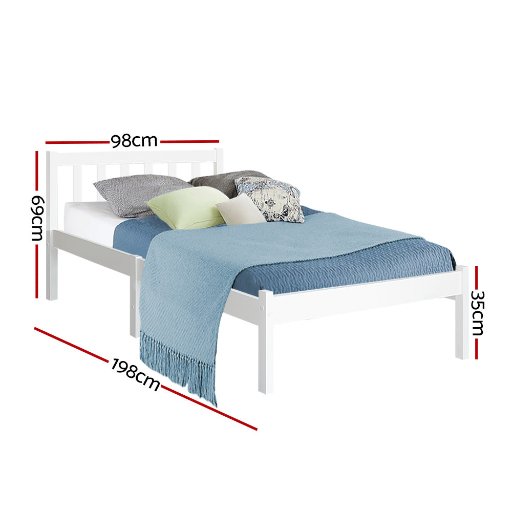 Dayton (Single) Pinewood Bed Frame - White - Homecoze