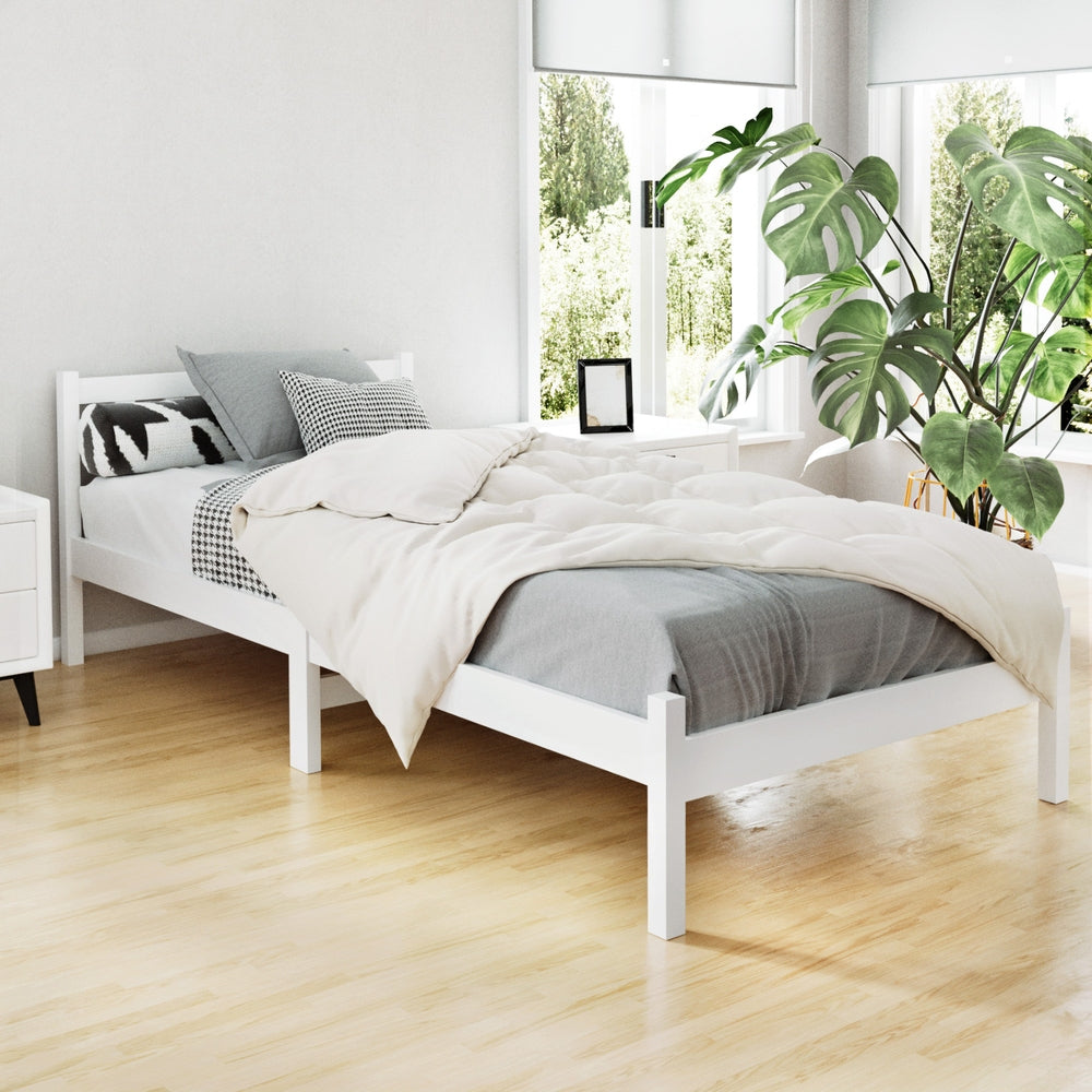 Dayton (Single) Pinewood Bed Frame - White