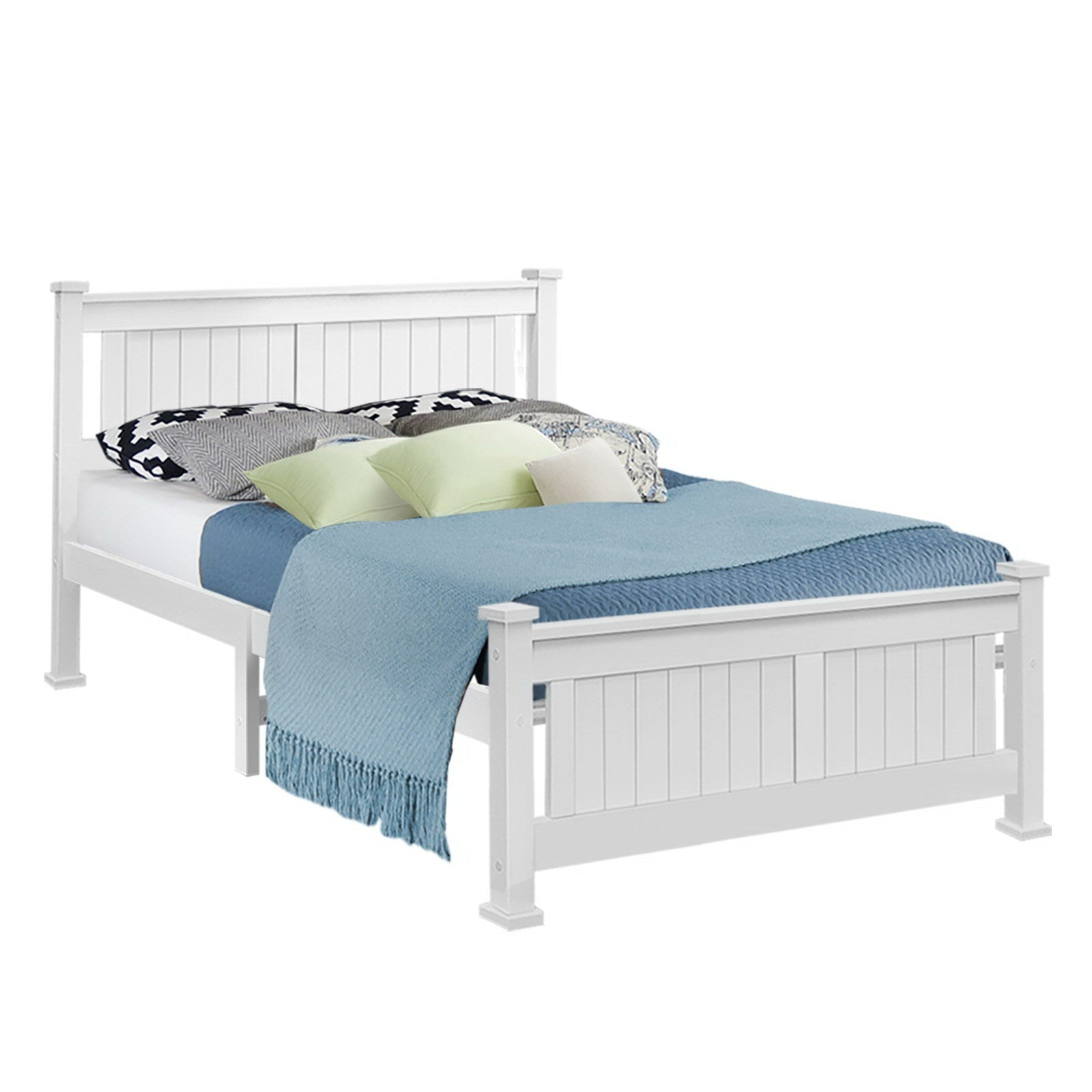 Flint (Double) Timber Bed Frame - White - Homecoze