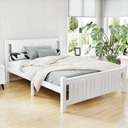 Flint (Double) Timber Bed Frame - White - Homecoze
