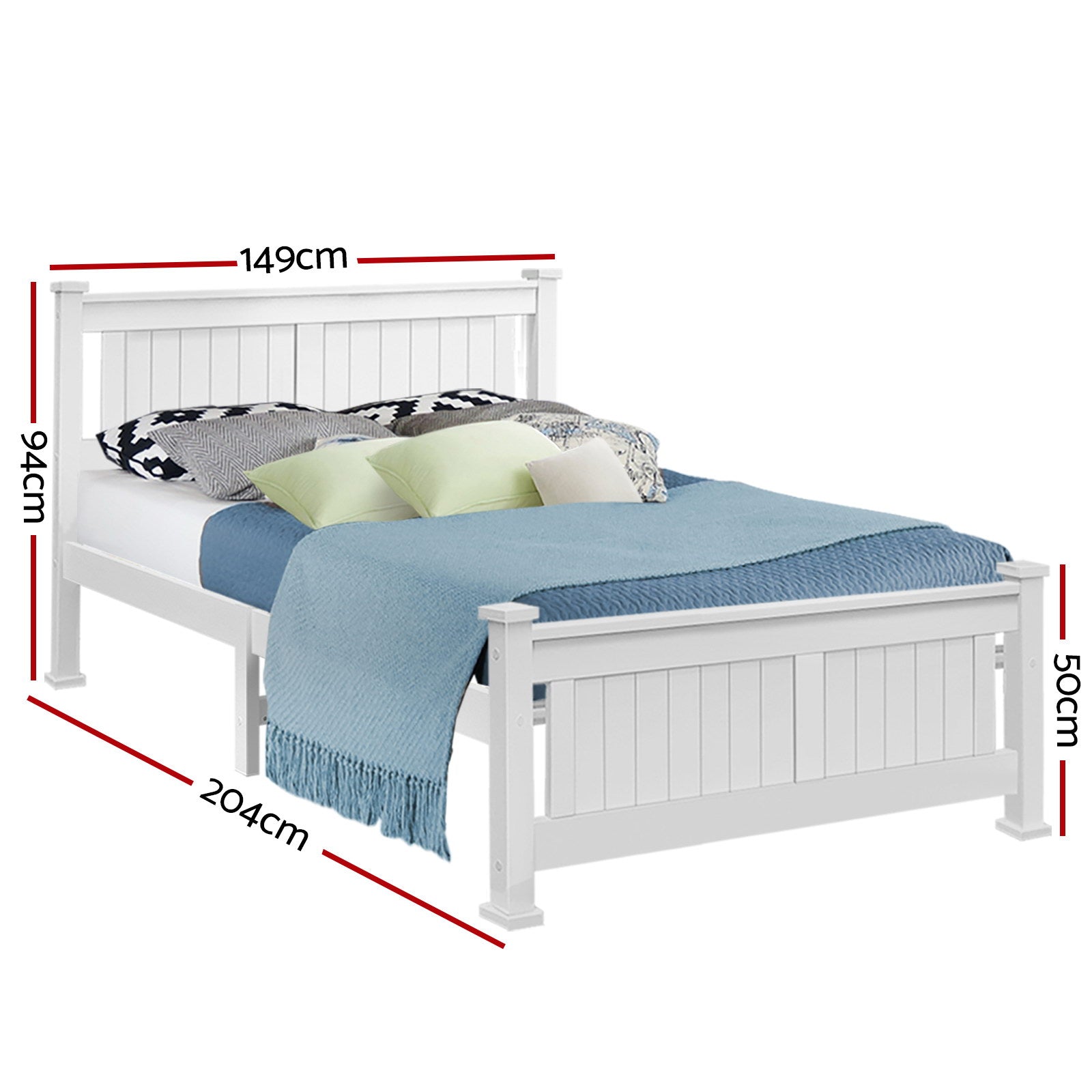 Flint (Double) Timber Bed Frame - White - Homecoze