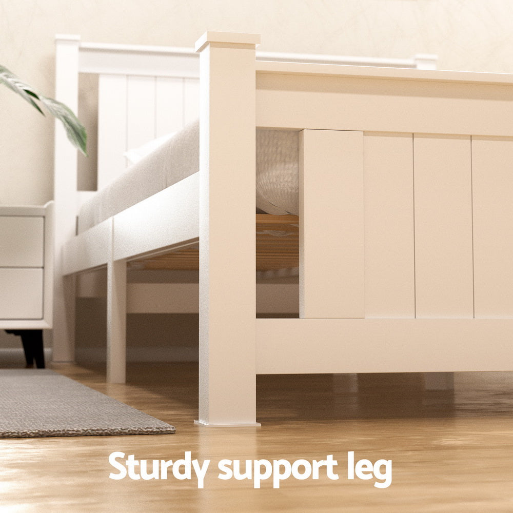 Artiss Bed Frame Double Size Wooden Platform with 2 Storage Drawers White RIO - Homecoze