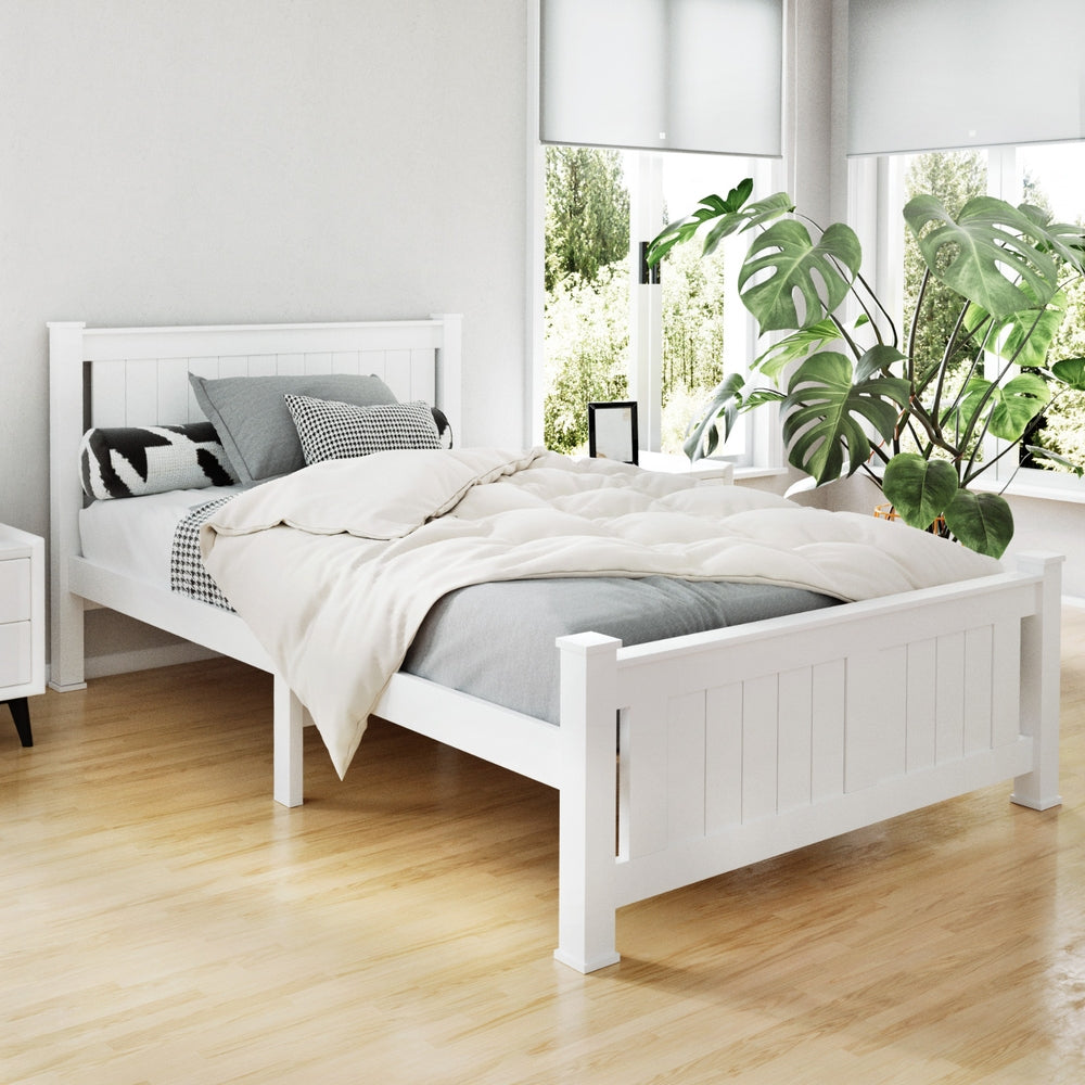 Flint (King Single) Timber Bed Frame - White - Homecoze