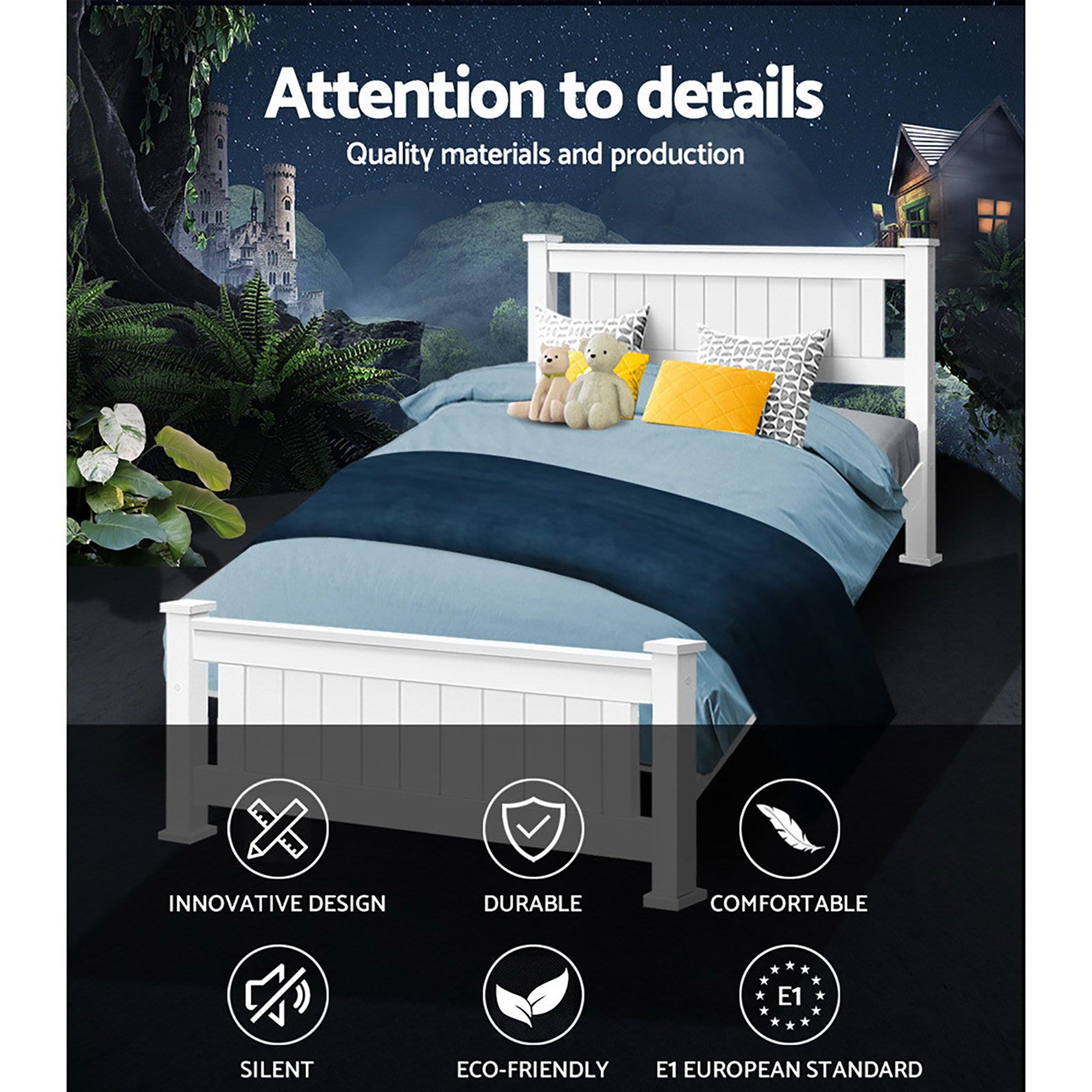 Flint (King Single) Timber Bed Frame - White - Homecoze