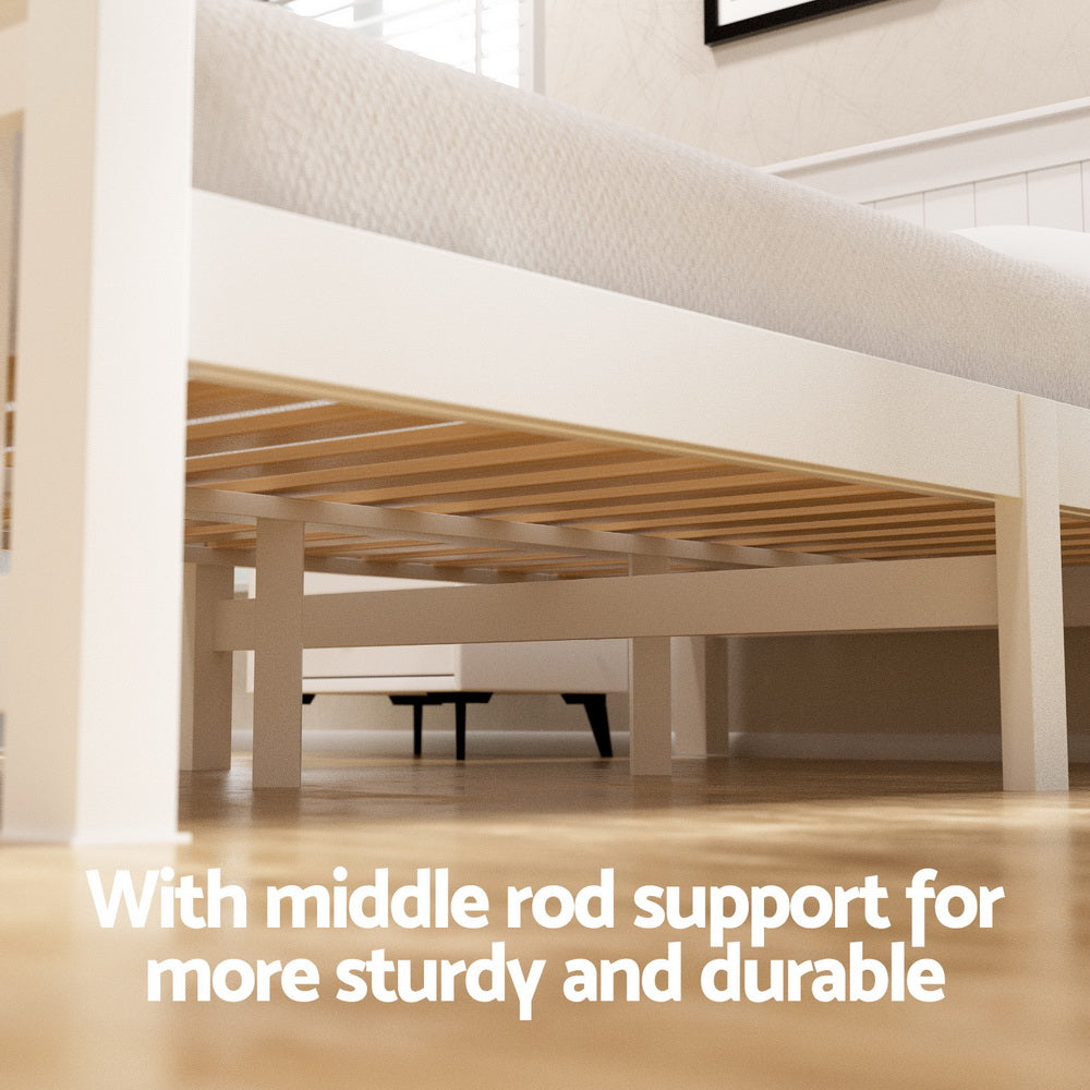 Artiss Bed Frame King Single Size Wooden Platform with 2 Storage Drawers White RIO - Homecoze