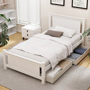 Artiss Bed Frame King Single Size Wooden Platform with 2 Storage Drawers White RIO - Homecoze