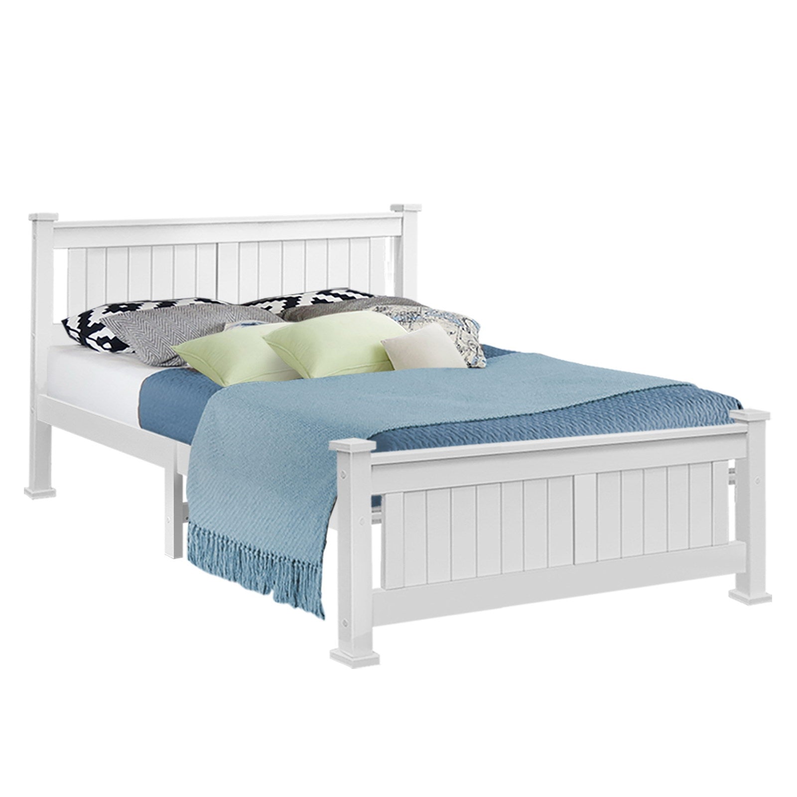 Flint (Queen) Timber Bed Frame - White - Homecoze