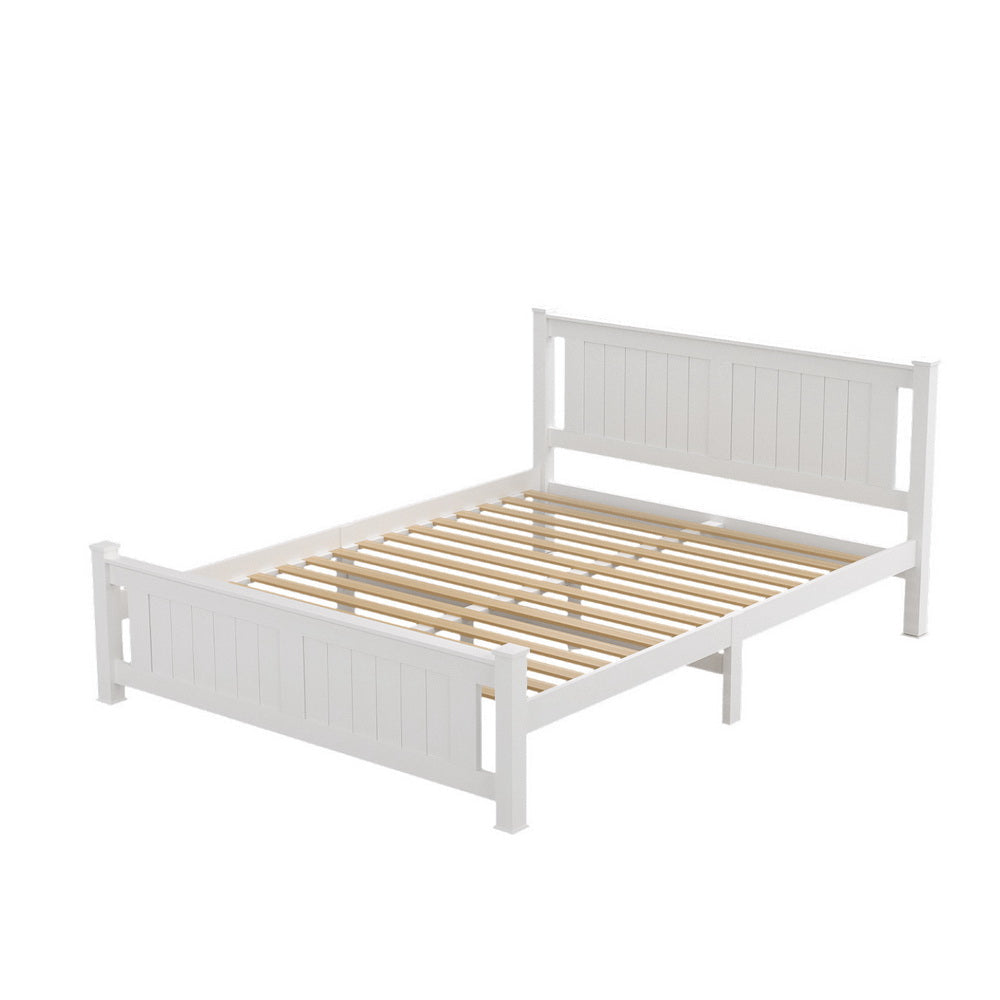 Flint (Queen) Timber Bed Frame - White - Homecoze