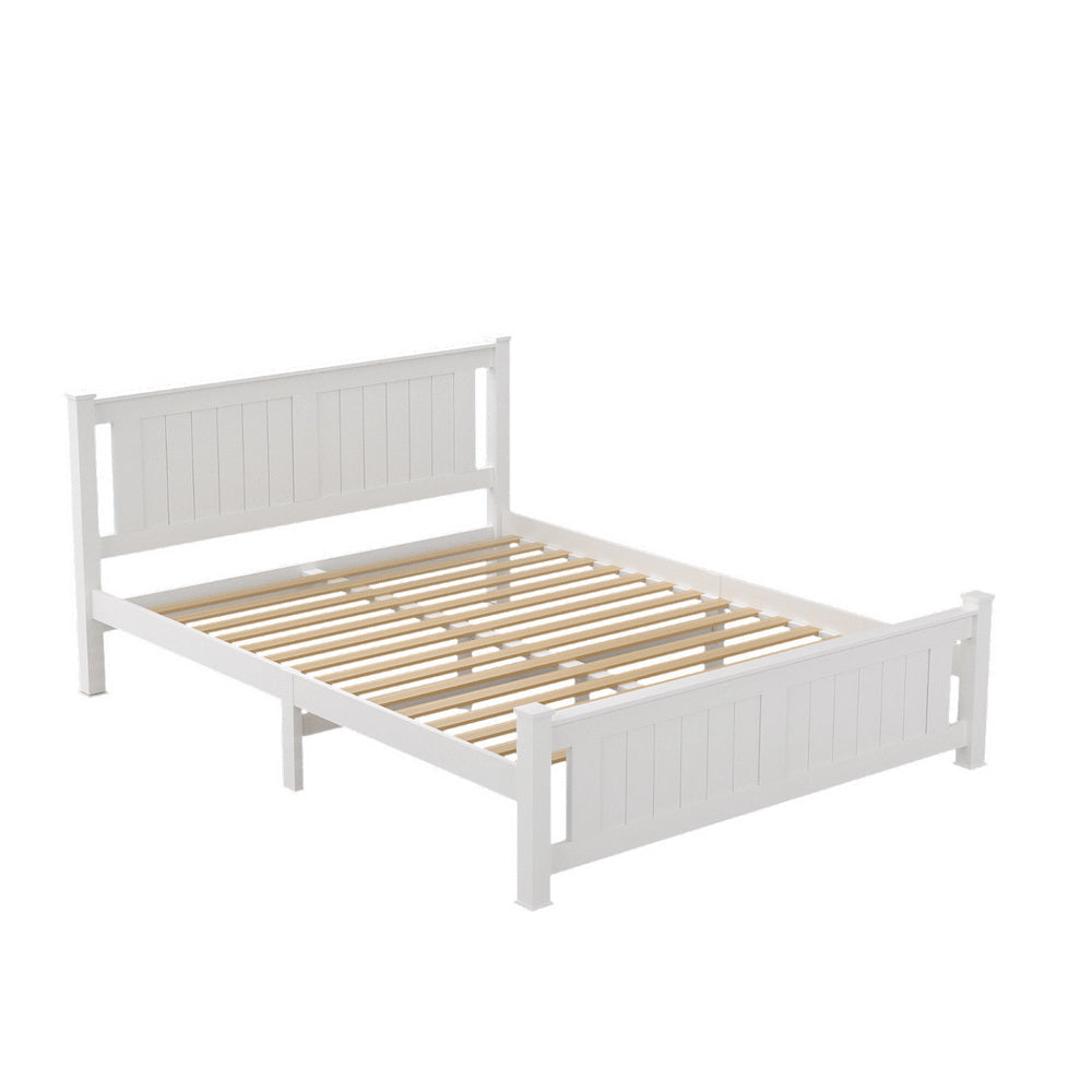 Flint (Queen) Timber Bed Frame - White - Homecoze