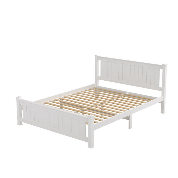 Flint (Queen) Timber Bed Frame - White - Homecoze