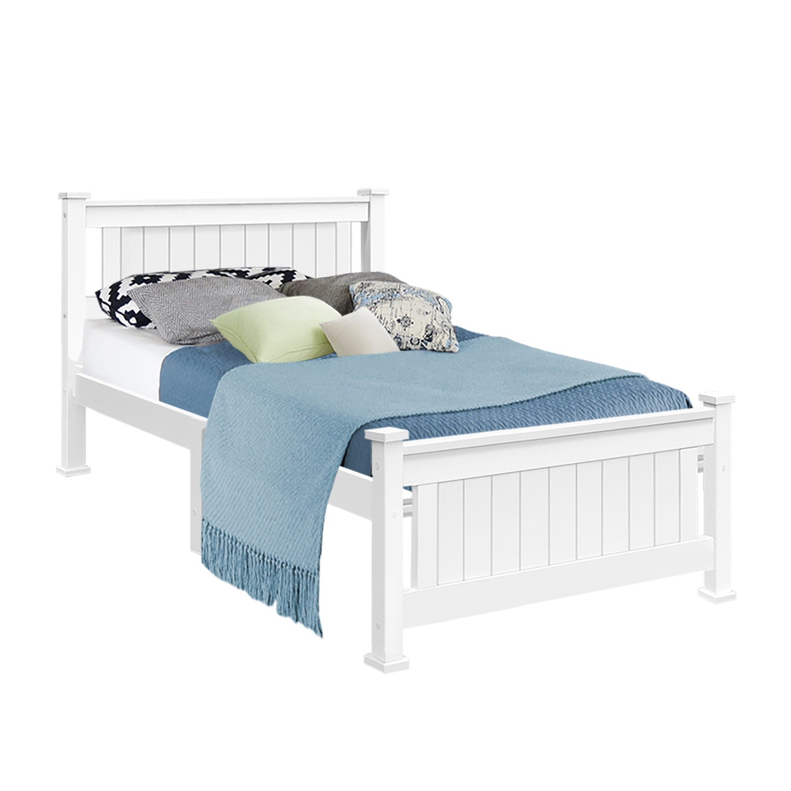 Flint (Single) Timber Bed Frame - White - Homecoze
