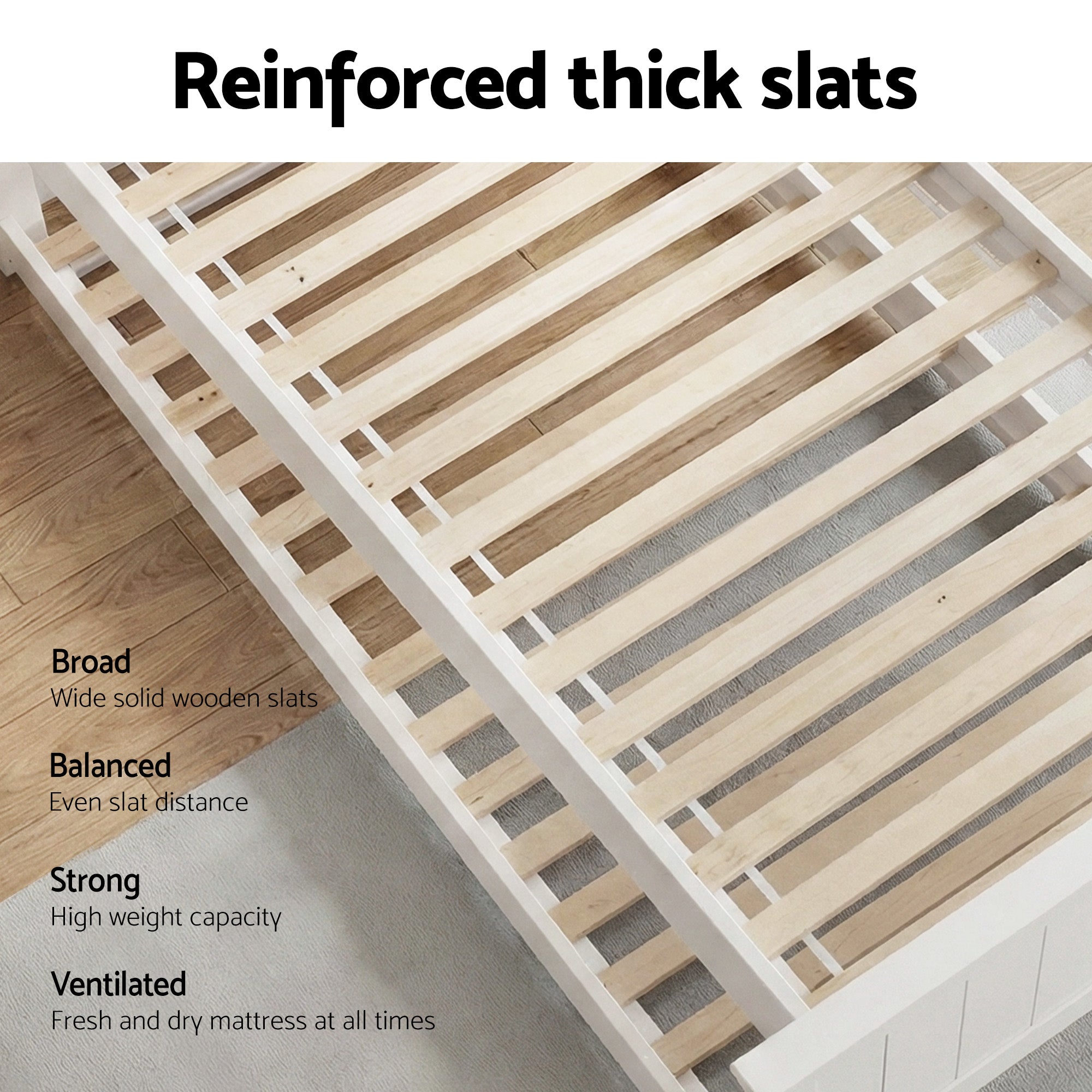 Brock (King Single) Trundle Bed Frame - White - Homecoze